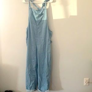 Aerie lightweight denim tie overalls size large